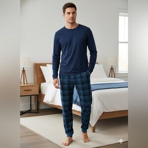 Men's Blue Plaid Lounge Pant